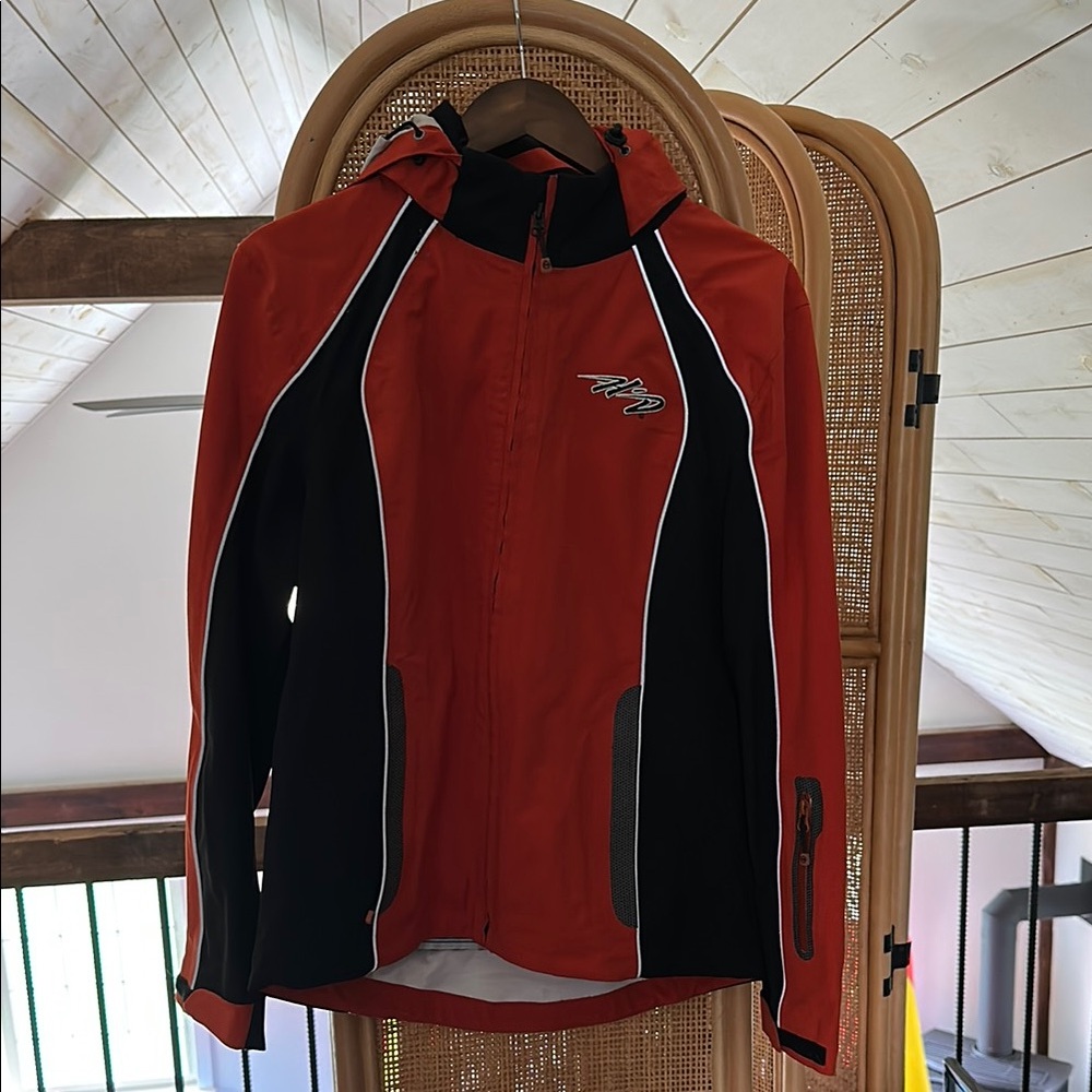 Red and Black Hooded rain Jacket